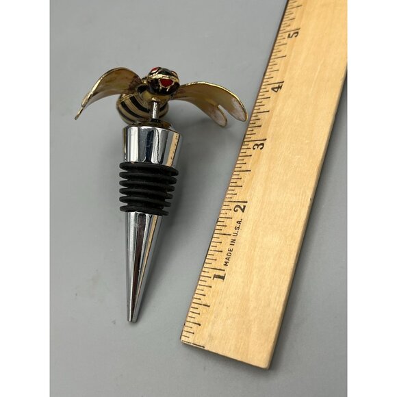 Pottery Barn Bee Wine Bottle Stoppers Enamel Amber Color Summer - Picture 6 of 16